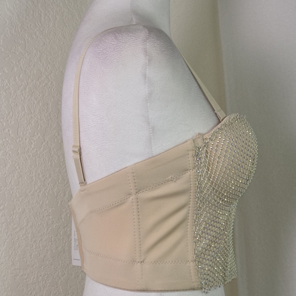 Mulla Nude Rhinestone Mesh Corset Bustier Top Sz Small (36B) - Picture 3 of 13